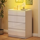 4 Drawer Dresser W  Led Tempered Glass Top Bedroom Living Room Storage Organizer