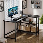 L Shaped Desk Corner Computer Gaming Laptop Table Office Black Workstation Home
