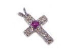 19thc Antique Ruby silver Cross Pendant  Ancient Celt Druid Persian Magic Amulet