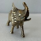 Small Brass Elephant Figurine Trunk Up For Good Luck African Decor Statue Figure