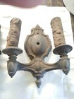 Antique Pair Cast Art Deco Double Arm Wall Sconces Victorian Lights