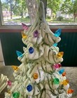 Vtg Ceramic Christmas Tree White W  Green Swirl Or Stripes 11 5-12    Lamp Light