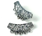 2 Pewter Flower Filigree Pendant Connector For Jewelry Making Necklace 5 - Hole