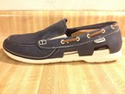 Crocs Mens 10m Walu Blue Tan Canvas Slip On Beach Line Bum Boat Vagabond Loafers