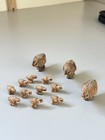 Vintage Miniature Pottery Figurines Quail Family Brown Lot Of 13