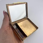Antique Art Deco Women s Makeup Cosmetic Case Powder Box Brass Mirror
