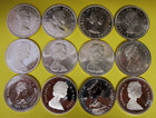  lot Of 12 Different  Canadian  1 Uncirculated proof Silver Dollars