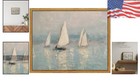 Framed 10x8in Vintage Sailboats Canvas Art - Coastal Impressionist Decor