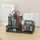 Mesh Desk Organizer Pencil Holder 3 Compartments Office Storage Caddy