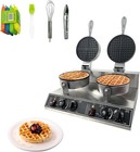 Double Waffle Maker Commercial 2400w Dual Waffle Plate Non-stick Stainless Steel