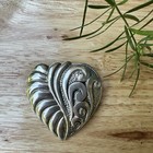 Vtg Ege  89 Pewter Brooch Heart Shape Southwestern Style Pin Jewelry 1 5 