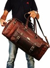 30  Vintage Genuine Real Leather Travel Duffel Gym Luggage Weekend Overnight Bag