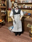 Vintage Artisan Made Miniature Dollhouse Porcelain Store Clerk man Doll 1 12