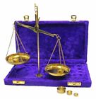 Antique Brass Polished Balance Scale With Velvet Box With Weights Jewelry New