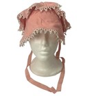 Vintage Set Handmade Baby Bonnets   One Matching Storage Bag Lace Read