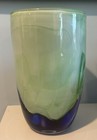 Vintage Frank Englesby Cobalt Blue   Green Swirl Art Glass Vase 9 5    Euc