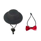 Bearded Dragon Clothes Costume Adjustable Hat Small  Black And Red Bowtie 