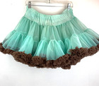 Vintage Square Dance Petticoat Ruffle Skirt Green Brown 2 Tone Double Layer