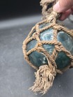 Japanese Glass Fishing Net Float Ball 3    Light Blue Vintage
