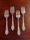  4  Lot Of Wallace Rose Point Sterling Silver Salad Forks 6 3 8 