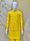 Mens Indian Wedding Haldi Kurta Pajama Set Roman Silk Embroidered  Ethnic Wear