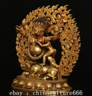 6  Old Tibet Buddhism Purple Bronze Gilt Buddha Yamantaka Yama Dharmaraja Statue