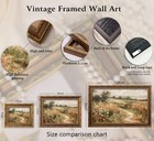 Vintage Gold Framed Canvas Wall Art Retro Country Nature Wildflower Landscape   