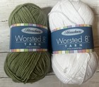 Lot Of 2 Herrschners Worsted Yarn Balls White   Green 8 Oz 489 Yd read