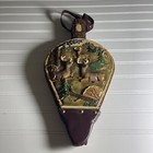 Vintage Fireplace Bellow 3d Carved Painted Deer Wood Brass Leather Bellows