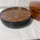 Otagiri Vintage Black Lacquer Coaster Set Of 5 With Storage Box Japan