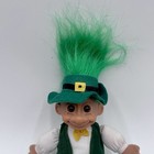 Vintage Troll Doll Russ 8  Leprechaun Green Hair Hat   Clothes St Patrick W Tag