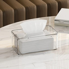 Clear Tissue Box Holder Square Rectangular Desk Countertop Vanity Organizer