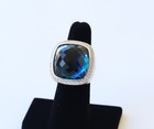 David Yurman Women s Sterling Silver 20mm Albion Ring Hampton Blue Topaz Size 7