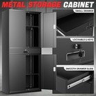 71  Lockable Heavy Duty Metal Storage Cabinet W  Drawer adjustable Shelves Black