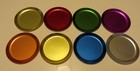 Lot  8  Vtg Anodized Aluminum Mcm Drink Coasters Metalware Bright Colorama Set