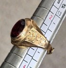 Vintage Gorgeous Gift Girl Scout Brownie Red Ruby Stone Ring  1 20 10k Gf Adjust