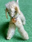 Vintage 2    X2    Antique Handmade Mini Poodle  Lamb  Mohair Wire Felt Figurine