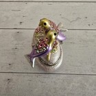 Vintage Small Handmade Jewelry Trinket Box With Birds