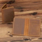 Men Leather Small Wallet Card Holder Purse Mini Card Case Brown Color
