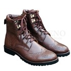 Leather Kilt Boot Brown Ghillie Brogues Scottish Boots In Rubber   Leather Sole