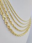 Real 10k Solid Gold Rope Chain Necklace 2 5mm-7mm Men Women Yellow 10kt