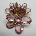 Vintage Fur Clip Open Bezel Floral Purple Rhinestone