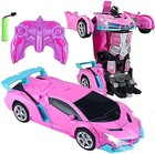 Remote Control Car Transforming Robot Rc Car For Kids  2 4ghz 1 18 Scale Pink