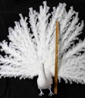 48  Tall Life Size Artificial Open Tail White Feathered Peacock