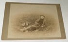 Rare Antique Victorian American Man  Outdoor 3 Pet Dogs  Animal Cabinet Photo 