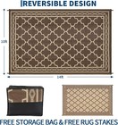 10 X 14 Ft Outdoor Rug Waterproof Reversible Carpet Patio Rugs Large Camping Mat