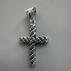 Vintage Style Religious Silver Plated Cross Pendant Stainless Steel Necklace