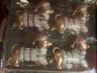Holiday Time 4pk Pastel Dachshund Christmas Dog Santa Hat Ornaments Nib