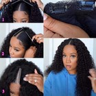 V Part Curly Human Hair Wig For Women V Shape No Leave Out Upgrade U Part Wig