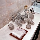 Vintage Cut Crystal Perfume Bottle Lot With Mirrored Vanity Tray